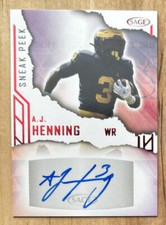 A.J. Henning 2023 SAGE Autograph Red Foil Sneak Peak Auto #SPA-AJH RC Michigan