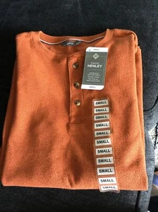 Members Mark Shirt Men's Size S Rust Waffle Thermal Henley Pullover NEW W TAGS - Picture 1 of 3