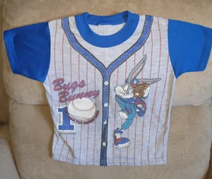 Vintage 90s Bugs Bunny Baseball Tee Shirt Kids Size 4 - Picture 1 of 4