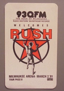Rush satin satin cloth radio sticker AUTHENTIC 93QFM Milwaukee March 2, 1981 ! - Picture 1 of 2