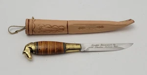 Vintage Iisakki jarvenpaa Finnish Mini Horsehead Puukko Knife w/ Sheath E341 - Picture 1 of 14