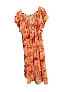 Liz Claiborne Orange Floral Dress Plus XXL Short Sleeve - Picture 1 of 3