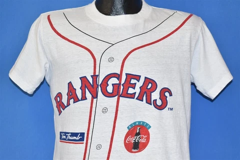vtg 90s TEXAS RANGERS IVAN RODRIGUEZ 7 COKE BASEBALL JERSEY MLB t-shirt YOUTH XL Cover