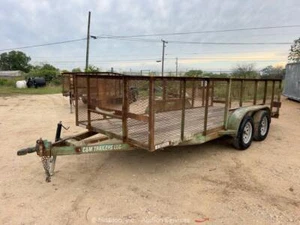 2014 C&M 6.4X16TT Flatbed Refuse Utility Trailer Swing Gate Wood Deck bidadoo - Picture 1 of 12