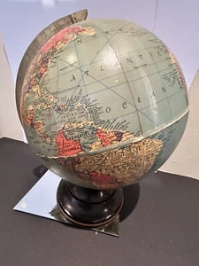 Vtg 1940’s REPOGLE COMPREHENSIVE 10" METAL BASE WORLD GLOBE MAP ATLAS Korea - Picture 1 of 11