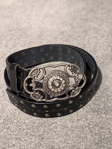 RIVER ISLAND Belt & Buckle Womens sz large cowboy boho studs rhinestones - Picture 1 of 7