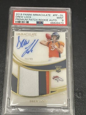 2019 Drew Lock Immaculate Rookie Premium Patch Auto 29/99 PSA 9 Mint #PP-DL - Image 1 of 4