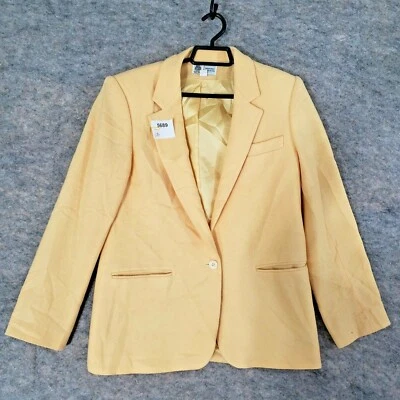 Chaqueta de lana vintage para mujer 6 blazer amarillo forrado bolsillos cuello con muescas negocios Foto 1 de 4