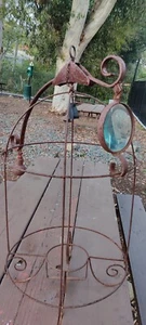 MCM Vintage 32” Wrought Iron Plant Stand Wire Metal Magnifier Counter Weight - Picture 1 of 7