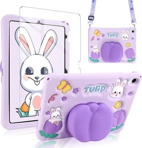 Purple Bunny iPad 10. Generation Hülle Kinder 10,9" Gen mit Displayschutz NEU - Bild 1 von 4