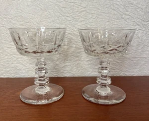 Rock Sharpe Olive and Cross Crystal Champagne Coupes Glasses Sherbets Set 2 - Picture 1 of 5