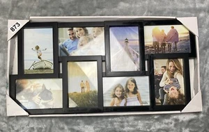Multi Photo Collage Frame Wall Mount 8 Opening Family Picture Decorative Black - Picture 1 of 8
