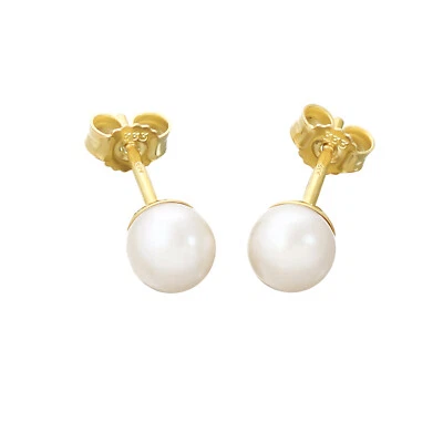 NKLAUS Paar 5,5mm Perlen Ohrstecker 333 8k Gelbgold Süßwasser Zuchtperle Ohrringe 9085