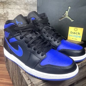 Nike Air Jordan 1 Retro Mid Black/Hyper Royal (2021) Caja OG - Apenas Usadas - Reino Unido8 - Imagen 1 de 12