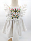 Mimi & Maggie White Muslin Cotton Embroidered Dress Baby Girl 2T