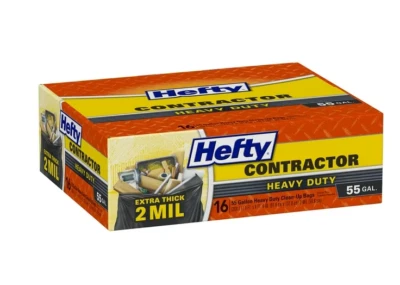 Hefty Heavy Duty Contractor Extra Large Trash Bags, 55 Gallon, 16 Count - NEW