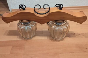 Retro Holz Ochsenjoch Lampe Hängelampe Deckenleuchte 1970er - Bild 1 von 8