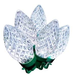 100-Count Cool White LED Diamond-Cut C9 Christmas Lights with Green Wire, 59.6', - Picture 1 of 6
