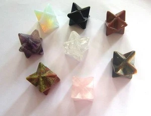 MERKABA CRYSTAL STAR  HEALING  12-18mm  Amethyst  Rose & Clear Quartz Jasper - Picture 1 of 15