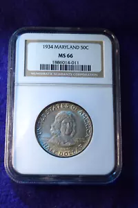 1934 MARYLAND COMMEMORATIVE HALF DOLLAR NGC CERTIFIED MS--66 GREAT HALF #34 - Picture 1 of 4