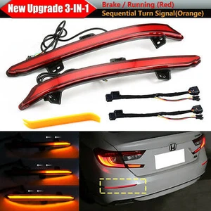 2Pcs LED Rear Bumper Reflector Tail Light For 2018+ Honda Accord Red&Orange lamp - Foto 1 di 12