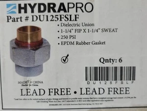 NEW BOX Of 6 Hydrapro 1-1/4" LF Dielectric Union 250PSI 1-1/4" Fip 1-1/4" Sweat - Picture 1 of 1