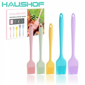 HAUSHOF 5PIECE Silicone Basting Pastry Brush Set Heat Resistant Pastry Brush Set - Picture 1 of 12