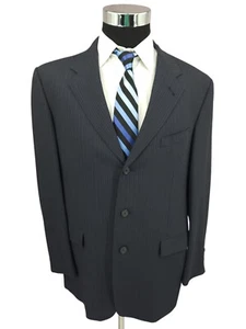 Hart Schaffner Marx 2 Piece Suit Mens 42L Blue Hudsons Pants 35x30 Pleated 3 B - Picture 1 of 14