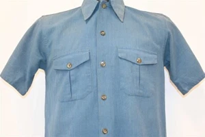 Vintage 40er RIVER CREST BLAU KURZARM QUADRATISCH UNTEN HERREN SHIRT MIT KNOPF NACH UNTEN S - Bild 1 von 5