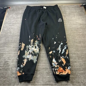 NEW Jordan Pants Mens 2XL XXL Black Flight Artist Series Fleece Paint Splatter - Picture 1 of 9