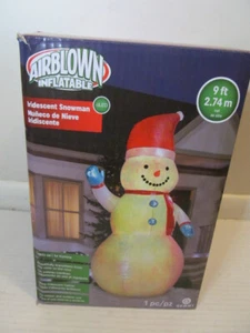 Gemmy Airblown Inflatable Iridescent LED Snowman 9 Foot Tall - Picture 1 of 5