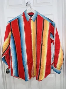 Ralph Lauren Blake Shirt Mens Silk Linen Button Down Long Sleeve Color Striped - Picture 1 of 11