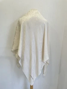 AS8# Cerruti 1881 Silk Scarf Shawl Wrap Italy Made Ivory Jacquard Floral Pattern - Picture 1 of 6