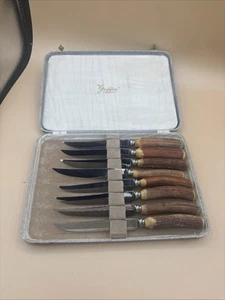 Griffon Vintage Authentic Staghorn Steakmesser 8er Set England Original Etui - Bild 1 von 19