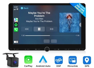 10.1" Android 14 3+32G Car Stereo Radio Wireless CarPlay Bluetooth 5.4 GPS 2 DIN - Image 1 of 4