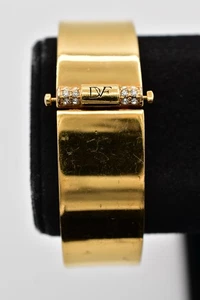 Diane von Furstenberg Vintage Armreif Armband klobig goldfarben DVF signiert Bin5 - Bild 1 von 12