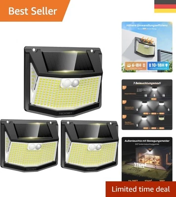 Ultrahelle 248 LED Solarlampen mit Bewegungsmelder – 3 Stück für Außen - Bild 1 von 4
