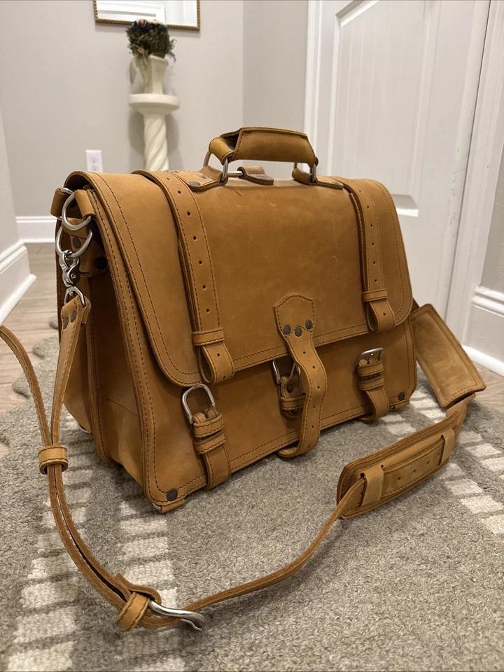 马鞍背皮革内裤 | 大号 | 烟草 | 全新 | 经典公文包 — 第 1/4 张图片