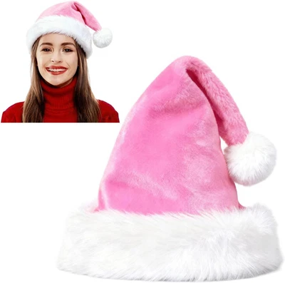 Sombrero de Papá Noel, Sombrero de Navidad para Adultos, Tacto Terciopelo Suave Espesado Sombreros de Papá Noel Navidad Foto 1 de 4