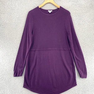 J Jill Sweater Womens Small Purple Wool Blend Knit Tunic Slit Stretch Pullover - Picture 1 of 11