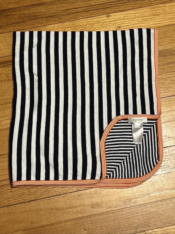 Manta de bebé Angel Dear azul a rayas naranja difícil de encontrar Foto 1 de 4