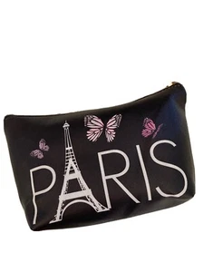 Bolso de maquillaje cosmético negro Torre Eiffel de París - Imagen 1 de 7