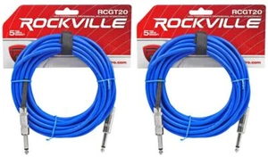 2 Rockville RCGT20BL 20'  1/4" TS to 1/4'' TS Guitar/Instrument Cable - Picture 1 of 3