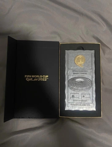 FIFA 2022 World Cup Medal Plaque Spain Costa Rica Souvenir VIP Hospitality Cover