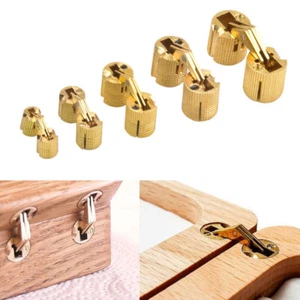 8-18mm Brass Barrel Invisible Concealed Hinge For Cabinet Cupboard Jewelry Box - Picture 1 of 16