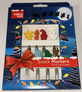 Christmas Crowd Snack Markers Vacu Vin Party Appetizer Fork Finger Food NOS