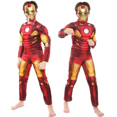 Disfraz muscular de superhéroe Iron Man para niños/vestido de fantasía/ropa de fiesta de Halloween Foto 1 de 4