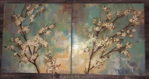 Home Decor Set Of Two Canvas Print Paintings Kyoto Blossoms 17.75 In x 17.75 In - Picture 1 of 3
