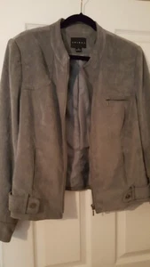 Tribal graue Faux Ultra Wildleder Jacke butterweich und gefüttert Größe 16 - Bild 1 von 5