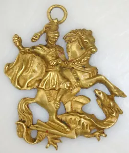 BRONZE RELIEF HEILIGER GEORG AUF DEM PFERD ALS DRACHENTÖTER SÜDDEUTSCH 18. JH. - Picture 1 of 3